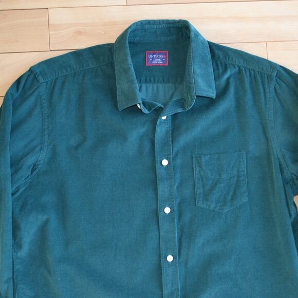 Untuckit Corduroy Button Down Shirt Green Size L - Picture 2 of 4